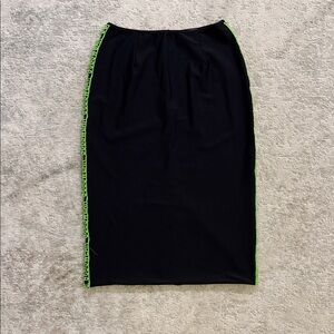 Elegant Black Skirt with Green Trim